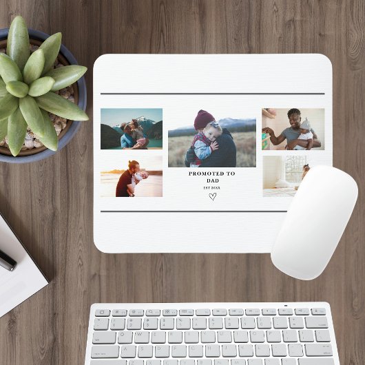 Tapis De Souris Promoted to Dad Photo Collage – Personalized 