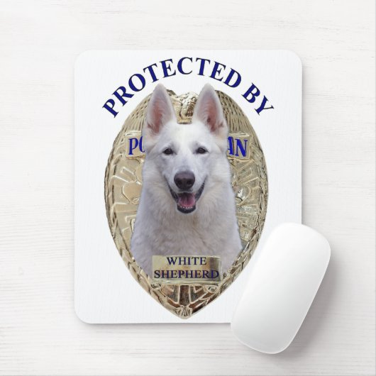 Tapis De Souris Protégé par le berger blanc (Avec souris)