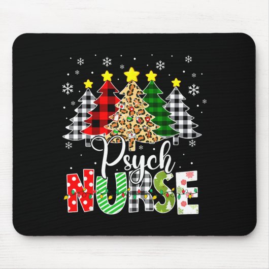 Tapis De Souris Psych Nurse Xmas Tree Leopard Red Plaid Christmas  (Devant)