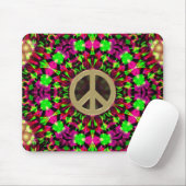 Tapis De Souris Psychedelic Kaleidoscope Gold Peace Mousepad (Avec souris)