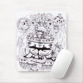 Tapis De Souris Psychédélique noir et blanc (Avec souris)