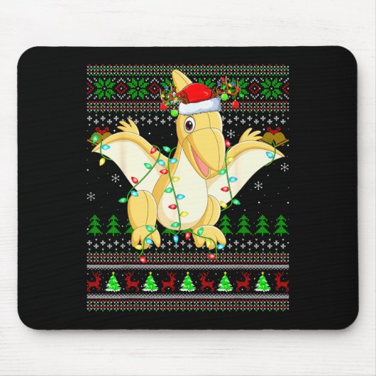 Tapis De Souris Pterodactyls Dinosaur Bird Ugly Christmas Sweaters (Devant)