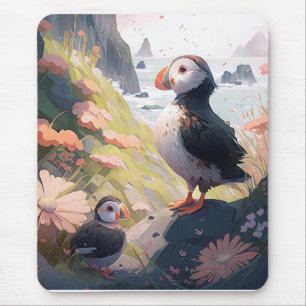 Tapis De Souris Puffin Bird Portrait Animal Peinture Faune Gratuit