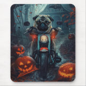 Tapis De Souris Pug à moto Halloween effrayant (Devant)