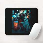 Tapis De Souris Pug avec café glacé (Avec souris)
