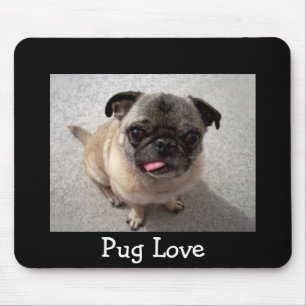 Tapis de souris Pug Chien Portrait Noir