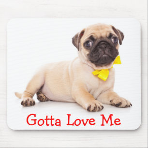 Tapis de souris Pug Chiot Chien Avec Nœud À Adorer