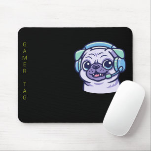 Tapis De Souris Pug de gamer personnalisé Noir Vert acide Professi