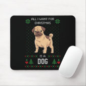 Tapis De Souris Pug de pull de Noël laid Pull laid pour chien  (Avec souris)
