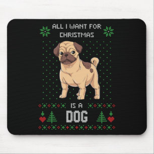 Tapis De Souris Pug de pull de Noël laid Pull laid pour chien 