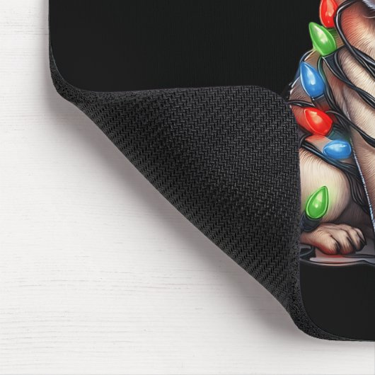 Tapis De Souris Pug Dog Christmas Lights Santa Hat Dog Lover (Coin)