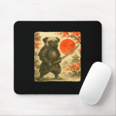 Tapis De Souris Pug Samurai Japanese Warrior Costume Sumi-e Art Fu (Avec souris)