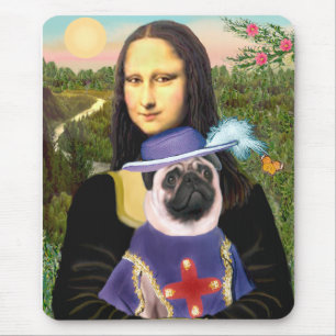 Tapis De Souris Pug (Sir) - Mona Lisa - Personnalisé