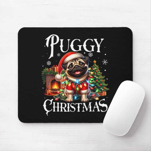 Tapis De Souris Puggy Christmas Pug Xmas Pug Santa Claus Pug (Avec souris)