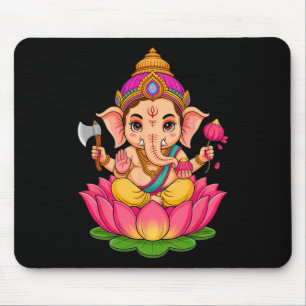 Tapis De Souris Puja hindou Ganesha Dieu éléphant Inde Méditation 