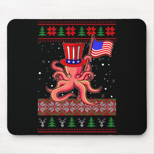Tapis De Souris Pull de Noël démodé patriotique pour femmes enfant (Devant)