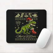 Tapis De Souris Pull de Noël moche dinosaure - Noël drôle  (Avec souris)