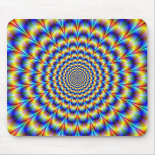 Tapis De Souris Pulse psychédélique en Mousepad bleu et jaune