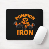 Tapis De Souris Pumpkin Iron Halloween Gym Workout Lifting Pun Fun (Avec souris)