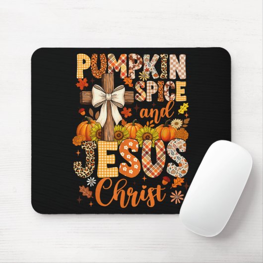 Tapis De Souris Pumpkin Sce And Jesus Christ Funny Fall Christian (Avec souris)