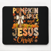 Tapis De Souris Pumpkin Sce And Jesus Christ Funny Fall Christian (Devant)
