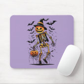 Tapis De Souris Pumpkin Skeleton Halloween Art  (Avec souris)