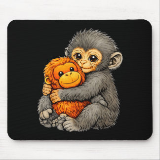 Tapis De Souris Punch monkey funny cute baby animal hugging plush