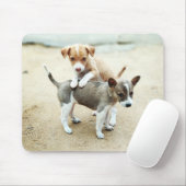 Tapis De Souris Puppies mignonnes jouer sur la plage (Avec souris)