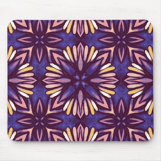 Tapis De Souris Purple Abstrait motif floral jaune Indigo Boho (Devant)