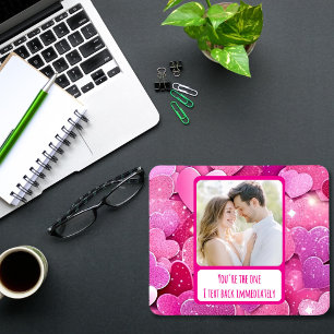 Tapis De Souris Purple Coeurs Roses I Texte De Retour Immédiatemen