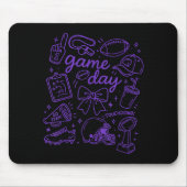 Tapis De Souris Purple Coquette Bow Cheer Game Day Doodle Touchdow (Devant)