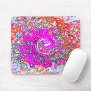 Tapis De Souris Purple et Orange Super Retro Swirl Abstrait