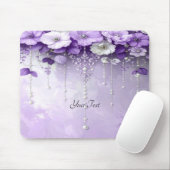 Tapis De Souris Purple Flowers with Dangling Pearls Mousepad (Avec souris)