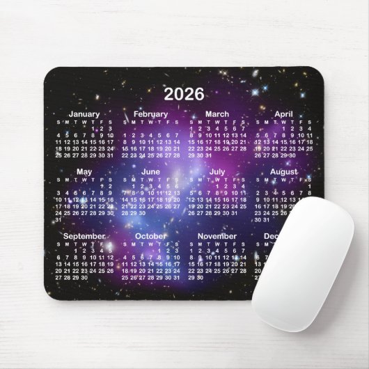 Tapis De Souris Purple Galaxy Cluster Celestial 2026 Calendar (Avec souris)
