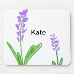 Tapis De Souris Purple lavande florale aquarelle ajouter nom cu