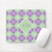 Tapis De Souris Purple Mint Green Argyle Modern Elegant Monogram (Avec souris)