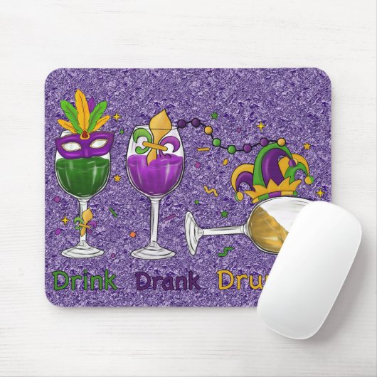 TAPIS DE SOURIS PURPLE OR VERT MARDI GRAS BOISSONS (Avec souris)