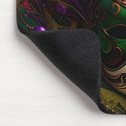 TAPIS DE SOURIS PURPLE OR VERT MARDI GRAS MASK & FEATHERS (Coin)