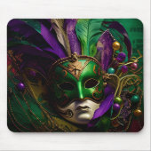 TAPIS DE SOURIS PURPLE OR VERT MARDI GRAS MASK & FEATHERS (Devant)