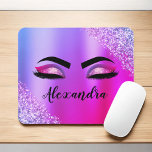 Tapis De Souris Purple Pink Monogram Glitter Eyelashes<br><div class="desc">Faux violet et rose Parties scintillant d'étincelle métallique broyée Monogramme en métal brossé Nom et cils initiaux (cils), Extensions d'oreillettes et yeux d'ordinateur Mousepad (pavé de souris). Le design fait le cadeau parfait pour 16 ans, mariage, douche nuptiale, anniversaire, baby shower ou bachelorette pour quelqu'un à la recherche d'un style...</div>