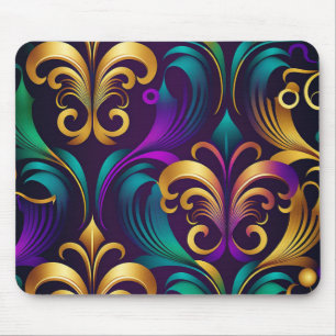 TAPIS DE SOURIS PURPLE TURQUOISE GOLD FLEUR DI LIS MARDI GRAS