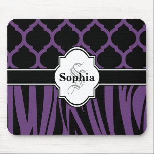 Tapis De Souris Purple Vintage Damask Cute Zebra Imprimer