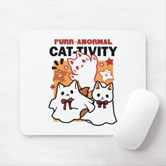 Tapis De Souris Purr-anormal Cat Cat mignonne Halloween Conception (Avec souris)