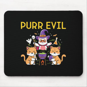 Tapis De Souris Purr Evil Halloween Chats sorciers amusants Chats