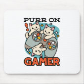 Tapis De Souris Purr On Gamer - Conception De Jeu De Chat Cute (Devant)