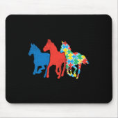 Tapis De Souris Puzzle à trois chevaux Sensibilisation sur l'autis (Devant)