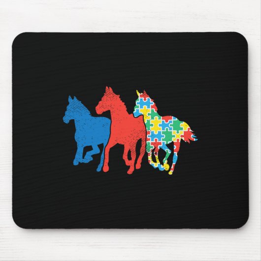 Tapis De Souris Puzzle à trois chevaux Sensibilisation sur l'autis (Devant)