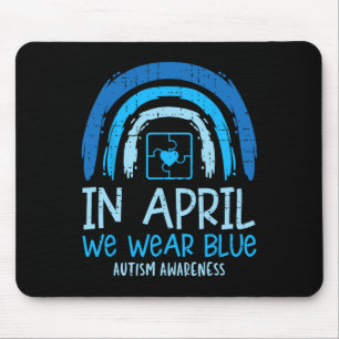 Tapis De Souris Puzzle Arc En Avril Nous Portons Blue Autism Award