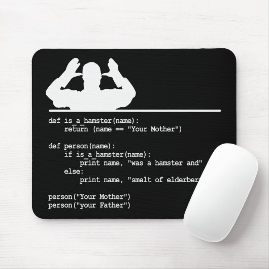 Tapis De Souris Python Code-Votre mère était un hamster (Avec souris)