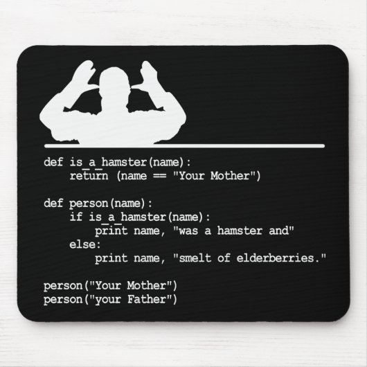 Tapis De Souris Python Code-Votre mère était un hamster (Devant)